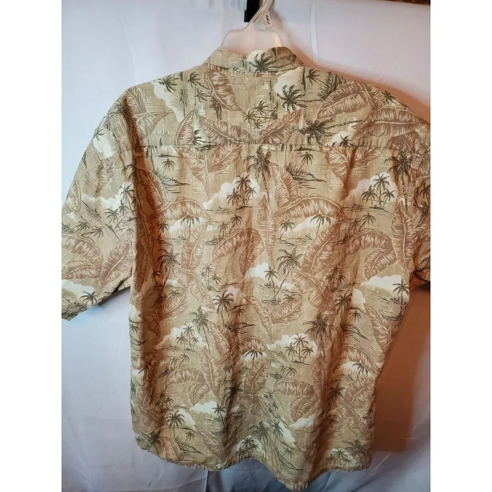Campia Moda Shirt XL Beige Cotton Hawaiian‎ Casual Floral Pattern